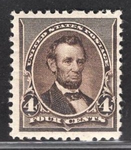 US Stamp #222 4c Dark Brown Lincoln MINT HINGED SCV $80.00