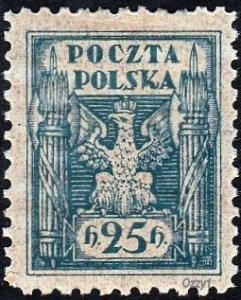 Poland 1919 Sc#126,  SG#85 25h Blue Eagle & Fasces MINT-VF-DOG-H.