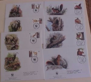 WILDLIFE  ARMENIA SQUIRREL, BIG HORN   FDC 8 DIFF.  CACHET  1996/2001