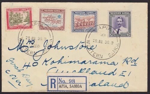 SAMOA 1939 25th Anniv set on registered FDC ex Apia.........................1317 