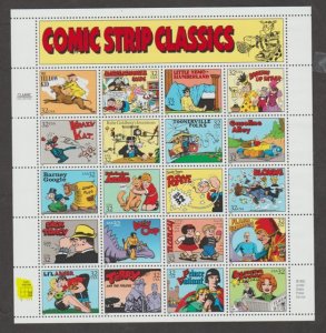 U.S.  Scott #3000 Comic Strip Classics - Highlighted LR Plate - Mint NH Sheet