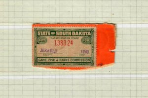 US2d South Dakota Non Resident Hunting License 1949 Game Fish & Farms Commission