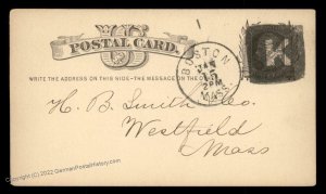 USA 1800s Boston Mass Negative Letter K Fancy Cancel Cover 95056