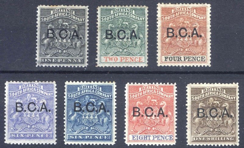 Nyasaland BCA 1891 1d - 1s Arms SG 1-7 Scott 1-7 LMM/MLH Cat £158($197)