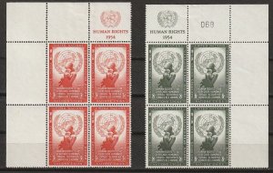 United Nations NY  1954   Human Rights   Sc#29-30Mint  MI4