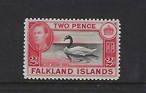 FALKLAND IS. SCOTT #86A 1936-46 GEORGE VI 2P (CARMINE/BLACK) -MINT LIGHT  HINGED