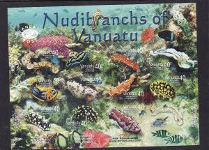 Vanuatu-Sc#956-Unused NH sheet-Marine Life-Nudibranches-Fish-2008-