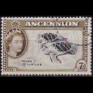 ASCENSION 1956 - Scott# 70 Green Turtle 7p Used