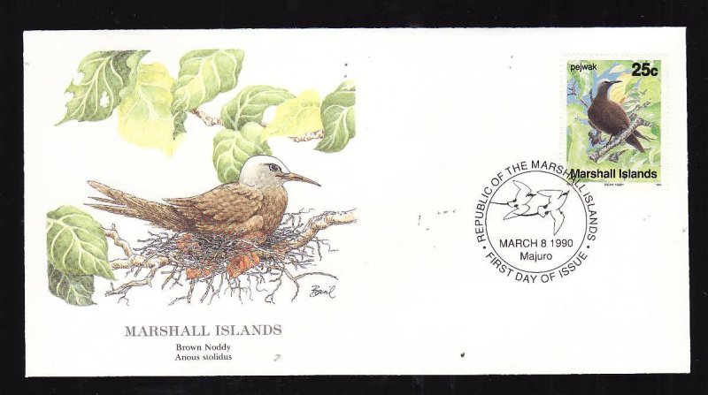 Flora & Fauna of the World #206b-Marshall Is.-Birds-Brown Noddy-FDC with  single