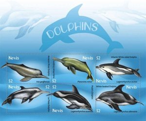 Nevis - Dolphins - 6 Stamp  Sheet  - NEV0912SH