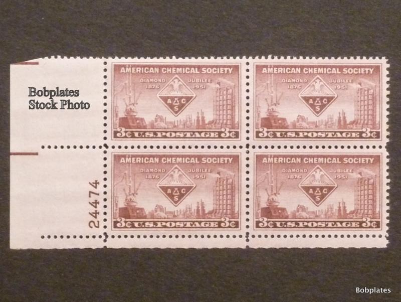 BOBPLATES #1002 Chemicals Lower Left Plate Block 24474 F-VF NH SCV=$1