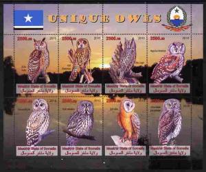 Maakhir State of Somalia 2010 Unique Owls perf sheetlet c...