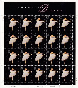 Sc# 3237 1998 U.S 32¢ American Ballet full sheet MNH CV $14.50