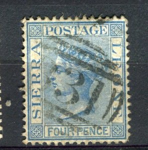 SIERRA LEONE; 1870s early classic QV Crown CC issue used 4d. value