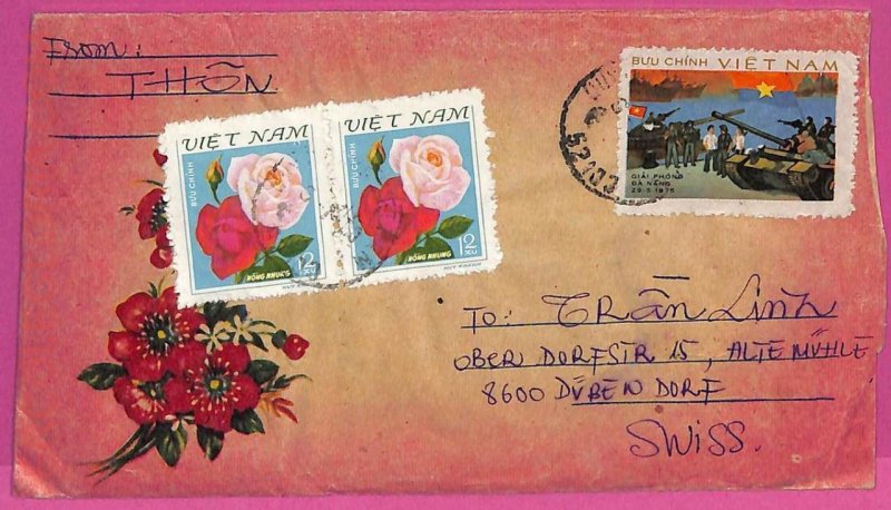 ag1551 - VIETNAM - Postal History -  COVER to Switzerland 1980 - Roses