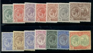 ST KITTS-NEVIS #37/51, Complete set except for #s 43a,50, og, LH, Scott $117.50