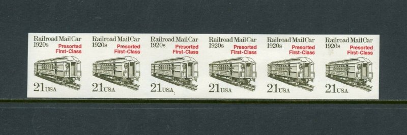 UNITED STATES 21c RAILROAD MAIL CAR IMPERFORATE STRIP OF SIX PAIRS  SCOTT#2265a