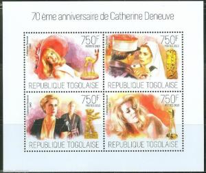 TOGO  2013 70th BIRTH ANNIVERSARY OF CATHERINE DENEUVE  SHEET MINT NH