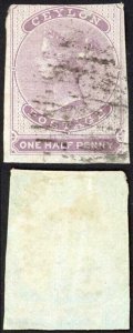 Ceylon SG16 1/2d Reddish Lilac No Wmk Blued Paper Cat 700 pounds