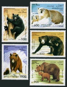 Afghanistan 1675-1679, 1680 Bl.87 Michel, MNH. Wild mammals, 1996. Bears.