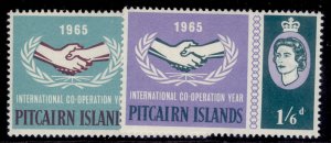 PITCAIRN ISLANDS QEII SG51-52, 1965 INTL co-op year set, NH MINT.