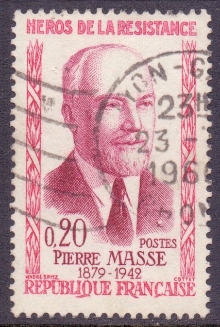 France Scott 960 - SG1479, 1960 Resistance Heroes 20c used