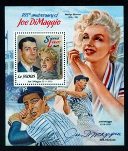 SIERRA LEONE 2019 105th ANNIVERSARY OF JOE DiMAGGIO  SOUVENIR SHEET MINT NH