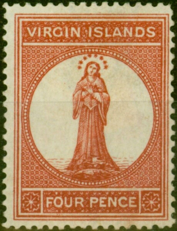 Virgin Islands 1887 4d Brown-Red SG37 Fine MM-Variant 2