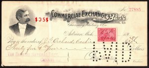 1898, US 2c, Used, Sc R164 on a Very nice Bank Check