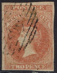 SOUTH AUSTRALIA 1856 QV 2D IMPERF ADELAIDE PRINTING USED