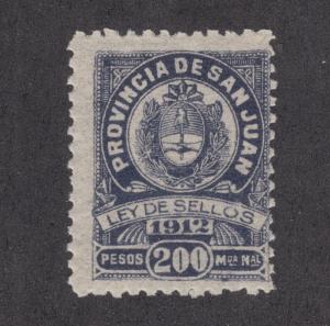 Argentina, San Juan, Forbin 216 MLH. 1912 200p Municipal Tax Fiscal