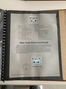 USPS Souvenir Page Scott 2630, 1992 new York stock exchange stamps