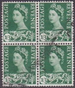 Wales & Monmouthshire # 5, Block of Four, Used, 1/3 Cat