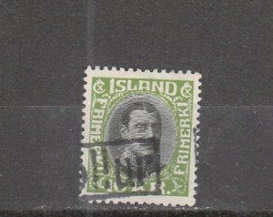 Iceland  Scott#  116  Used with Revenue Cancel  (1920 King Christian X)