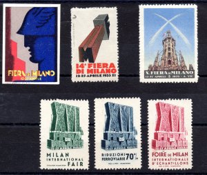 Six erinnophiles of the Milan Fair in the 1930s