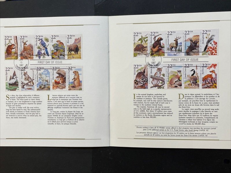 1987 North American Wildlife 50 Stamps First Day Ceremony Program Sc# 2286-335