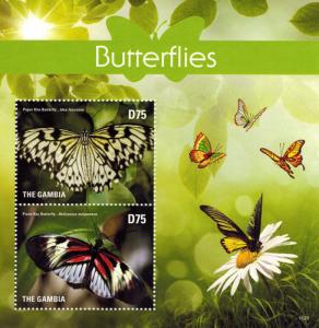 Gambia 2015 - Butterflies - Souvenir Stamp Sheet - Scott #3678 - MNH