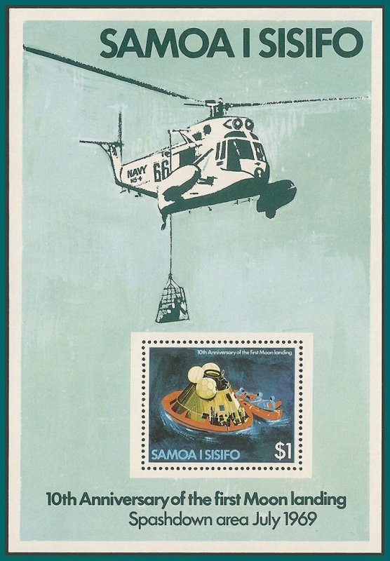 Samoa MNH S/S 512a 10th Ann. 1st Moon Landing Splashdown