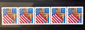 US PNC5 32c Flag Over Porch Stamp Sc# 2913 Plate 44444 MNH, Low Gloss Gum