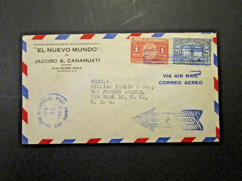 Honduras - 6 1940s / 1950s Airmail Covers - M112