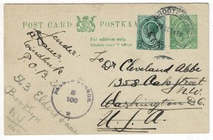 South West Africa 1919 Grootfontein cancel on mirror postal card to the U.S.