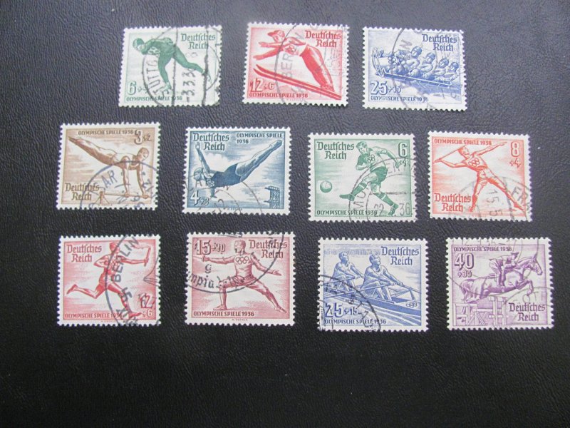 GERMANY 1936 USED SC# B79-89 OLYMPICS 2 SETS $35