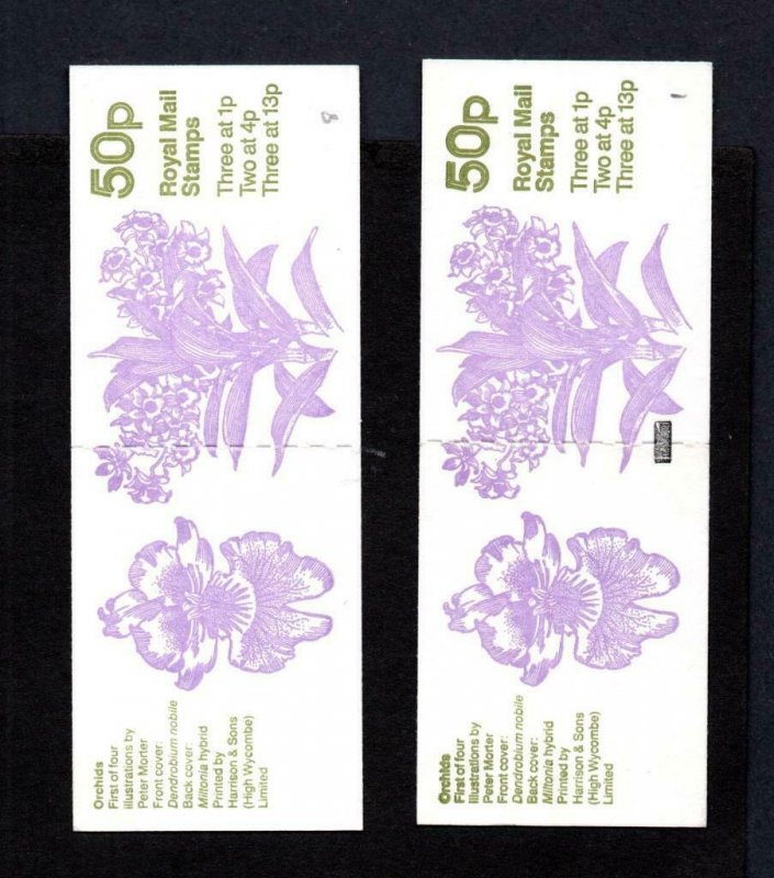 50p ORCHIDS No 1 BOOKLET CYLINDER B26 B7 pB57 & B8 ONLY LOWER PAIR MCC £200