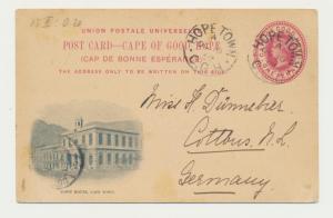 CAPE OF GOOD HOPE TO GERMAN 1899, HOPE TOWN TO COTTBUS  TOWN HOUSE 1d CARD