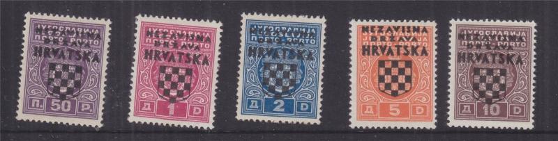 CROATIA, Postage Due, 1941 Shield overprint set of 5, lhm.