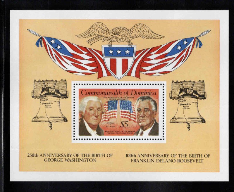 DOMINICA Scott 767 MNH** 1982 Washinton & FDR souvenir sheet