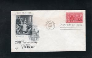 1004 Betsy Ross, FDC, ArtCraft, CV $1.50