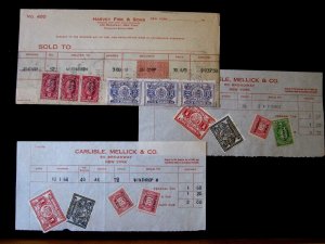 US - 7 UNDATED STOCK DELIVERY TICKETS w/ FEDERAL & NY STATE REVENUE STAMPS