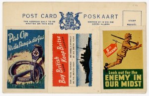 (I.B) South Africa Cinderella : WW2 Propaganda Labels on Card (Robson Lowe)