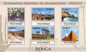 MOZAMBIQUE - 2010 - UNESCO Heritage, Africa #2-Perf 6v Sheet-Mint Never Hinged